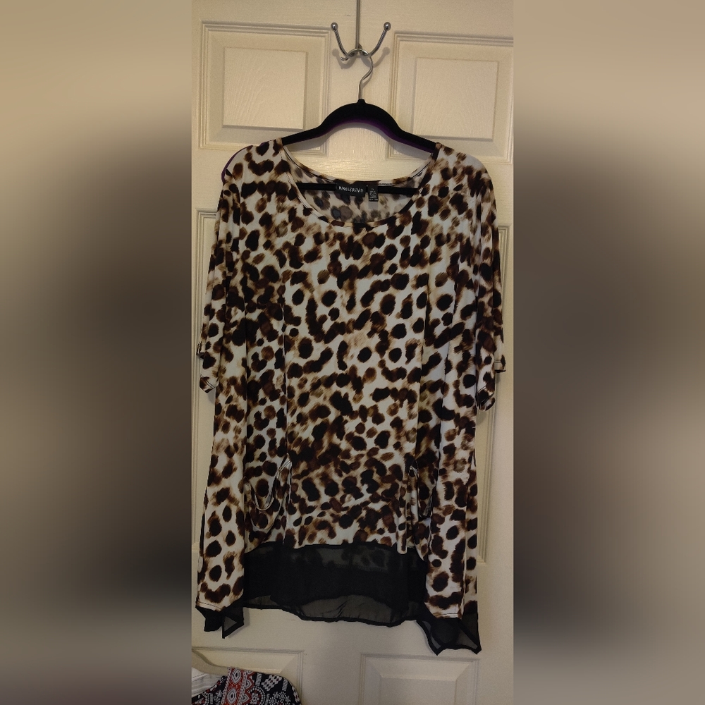 Nina Leonard animal print tunic 3X